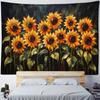 Sunflower Oil Painting Tapestry - Living Room Wall Hanging Art Music Party Background Aesthetic Home Decor