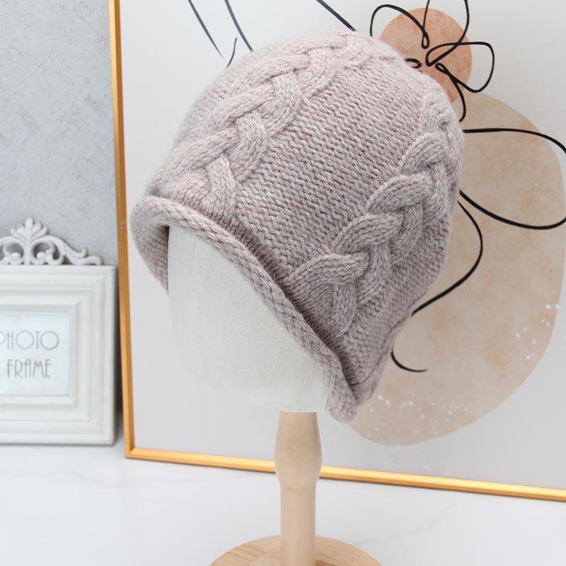 Autumn and Winter High-quality Wool Fashion Crimping Temperament Versatile Pullover Hat Solid Color Simple Warm Elegance Stacking Hat