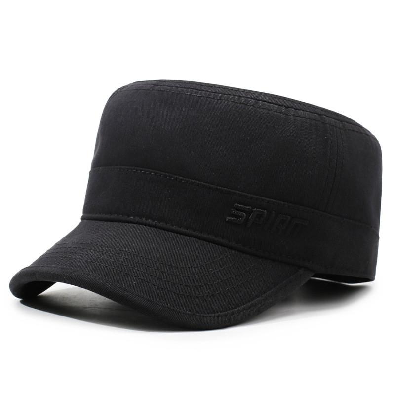 Mens Allseason Flat Top Cotton Hat With Embroidered Letters For Casual Sun Protection