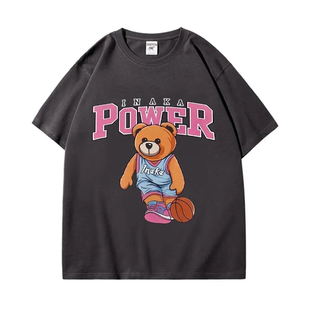 

Забавная футболка с принтом баскетбольного медведя Инака Power, унисекс, женская модная футболка в стиле упражнений, летняя повседневная свободная футболка из 100% хлопка L