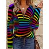 Women's Elegant Printed Zipper Long-sleeved Top, Stylish and Versatile for Autumn and Winter Casual and Office Wear, Machine Washable