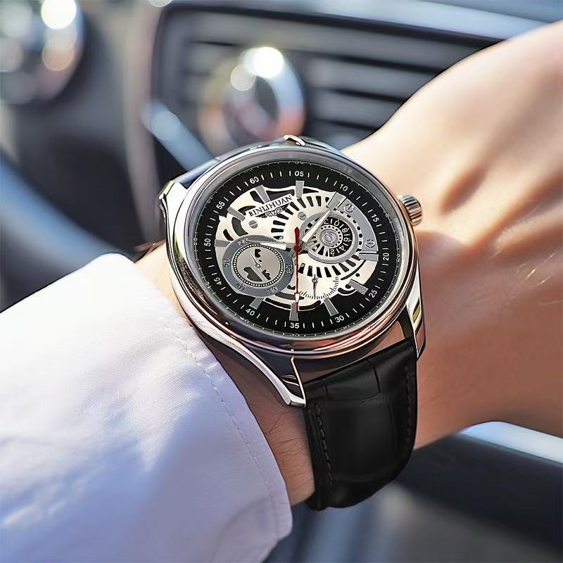 Men's Classic Leather Watch Minimalist Quartz Wristwatch