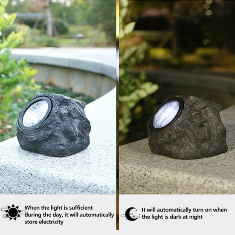 Solar Stone Garden Light Waterproof Led Lamp With Sensor For Outdoor Decor