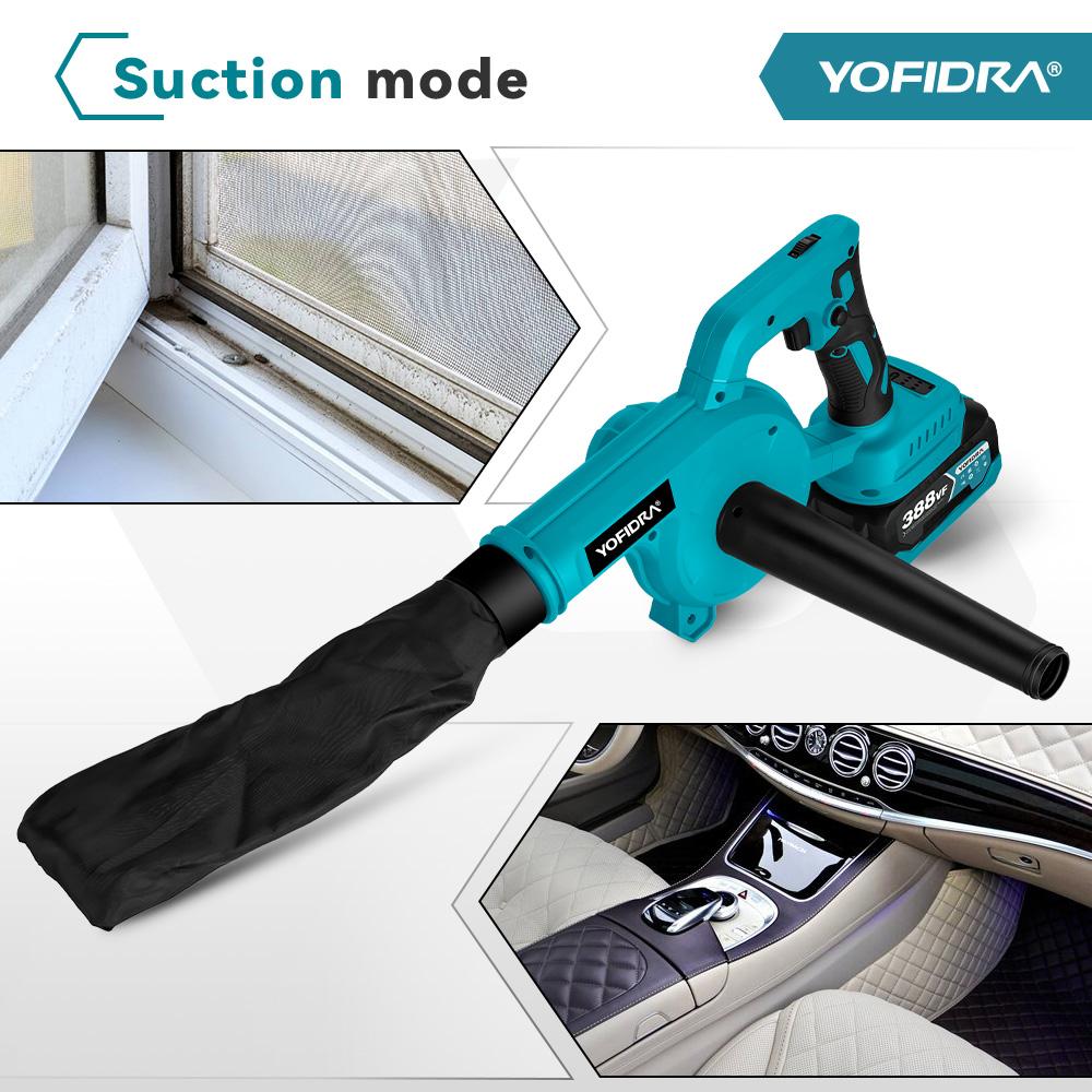 Yofidra Bürstenloser Hochleistungs-Elektro-Gebläse mit 6 Gängen, Garten- und Haushaltsstaubreinigungsgebläse, Elektrowerkzeuge für 18-V-Makita-Akkus
