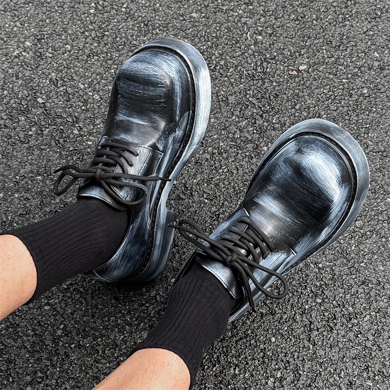 New Thick soled Men's Leather Shoes Trendy casual style design Party Nightclub Young and shoes Hot 38-46 Designer