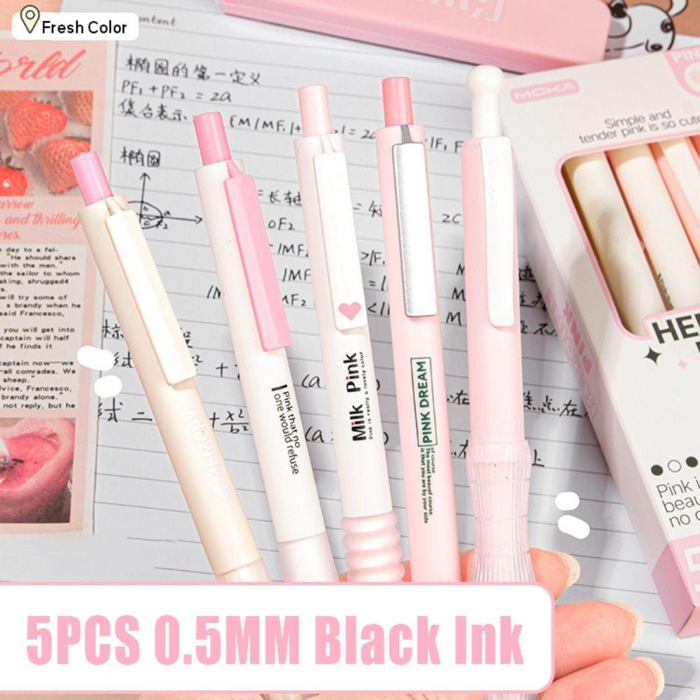 5PCS/Set Press Type Pocket Pen Soft Grip Ballpoint Pen High Quality Office Signature Pen Students