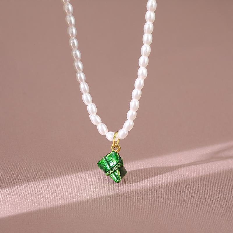 

Маленькое жемчужное ожерелье Цзунцзы, легкая роскошь, ретро китайский стиль, женская цепочка для ключицы, изысканные аксессуары