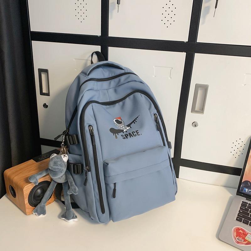 

Новый рюкзак для старшеклассника, студента колледжа, школьный рюкзак, простой, универсальный, большой вместимости, мужской рюкзак синий