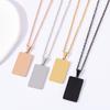 Rectangular Stainless Steel Necklace with UV Color-Printed Blank Pendant