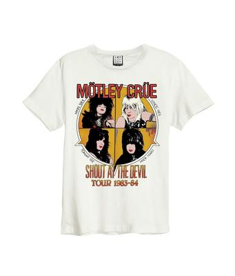 Amplified Clothing Weiß Motley Crue Kurzarm 100% Baumwolle T-Shirt Herren T-Shirts Oberteil Herren