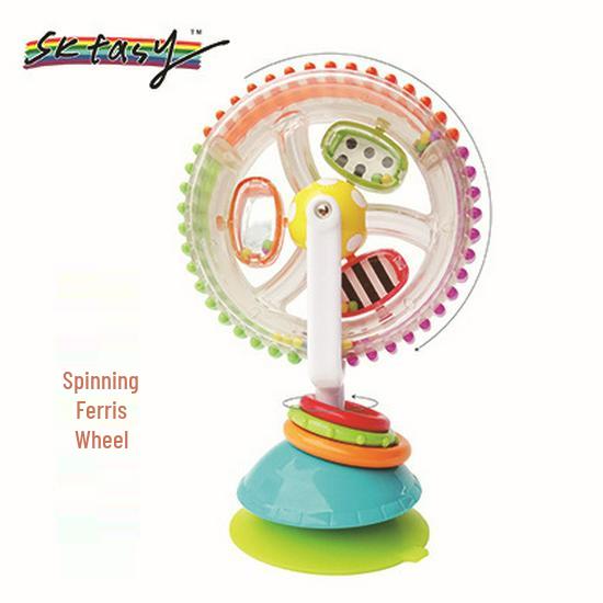 Tri-Color Rotating Ferris Wheel Baby Windmill: Multifunctional, Colorful Suction Cup Rattle Toy