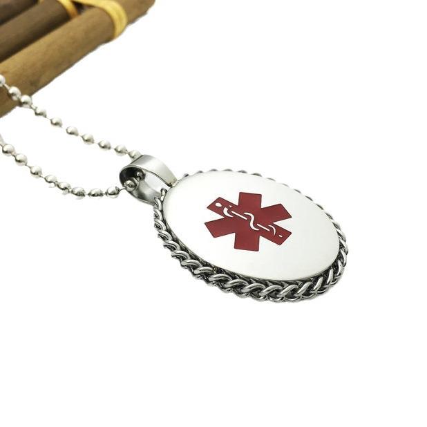 Stainless Steel Oval Medical Logo Necklace Pendant
