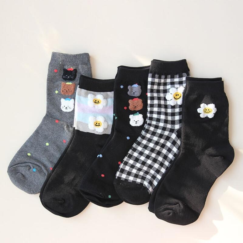 Cute Socks Set for Women 5 Pieces Pretty Socks Set for Women teddy bear