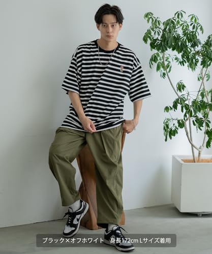 [IMPROVES] [SIDEWAYSTANCE] Embroidered Downer Bear Border Short Sleeve T-Shirt