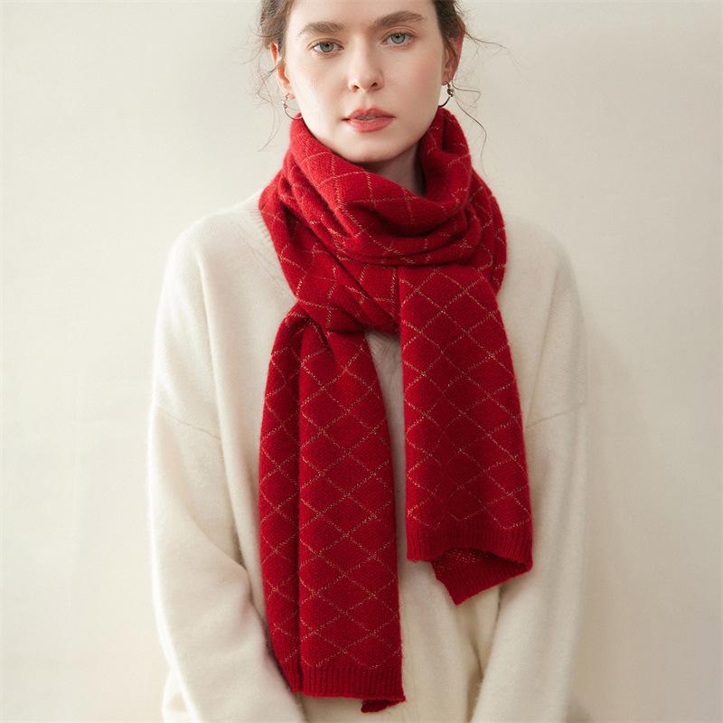 Damen 100% Reines Kaschmir-Schal - Modischer Unifarbener, Warmer Gestrickter Nackenschal für Herbst und Winter