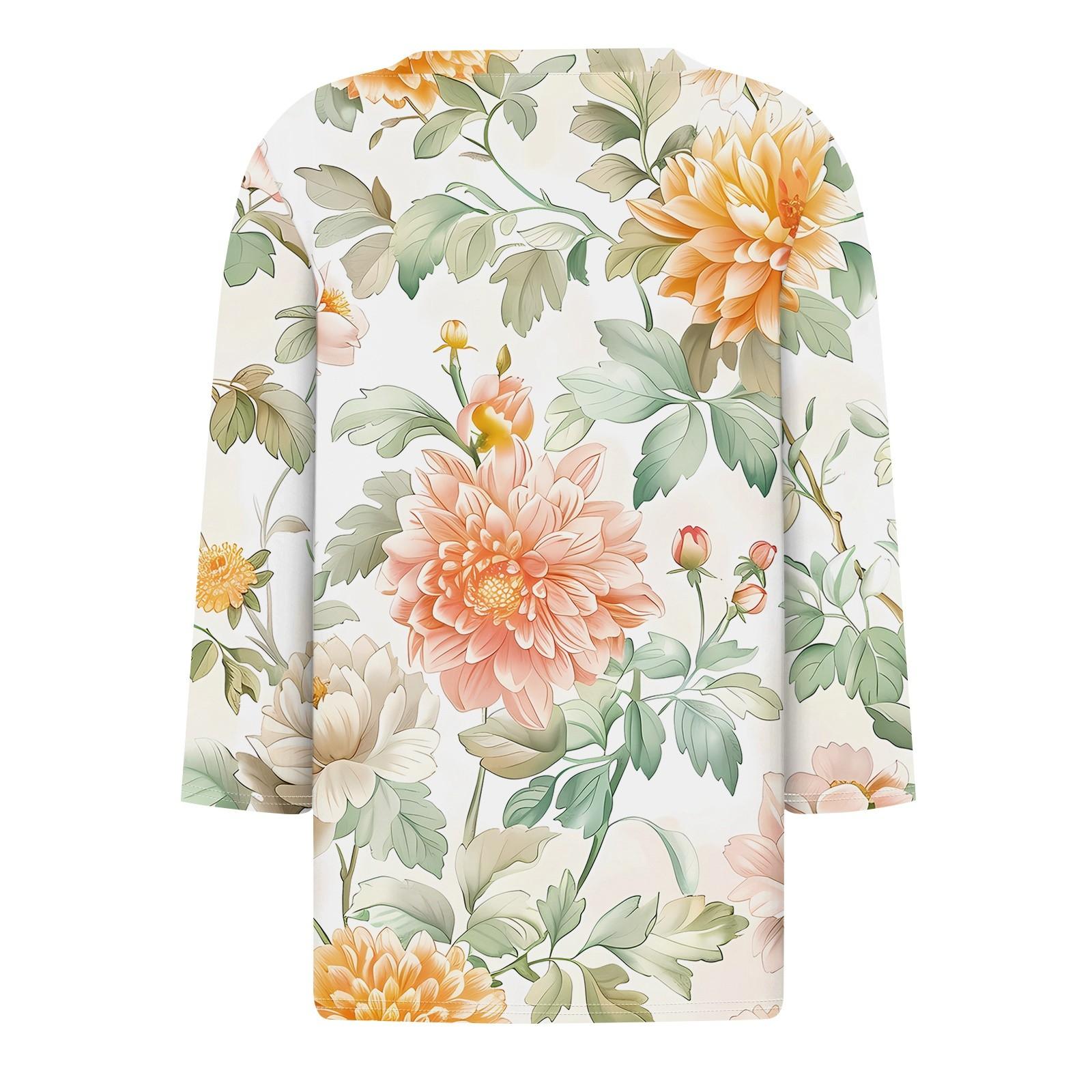 Женская футболка Футболка с принтом Рукав 3/4 Повседневные Выходные Мода Базовый — фото 3