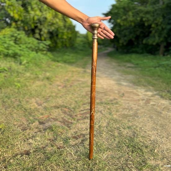 Brown Walking Stick  Victorian Walking Cane  Brass Handle Walking Cane Wooden Carved Stick For Dad Derby Canes Gift