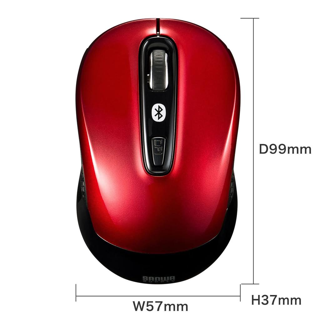Sanwa Supply Bluetooth 5.0 Blue LED Mouse (Red) MA-BTBL29RN