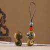 Cyan Eyes New Year Carved Pendant Mini Green Sandalwood Phone Chain Ornament  Gifts