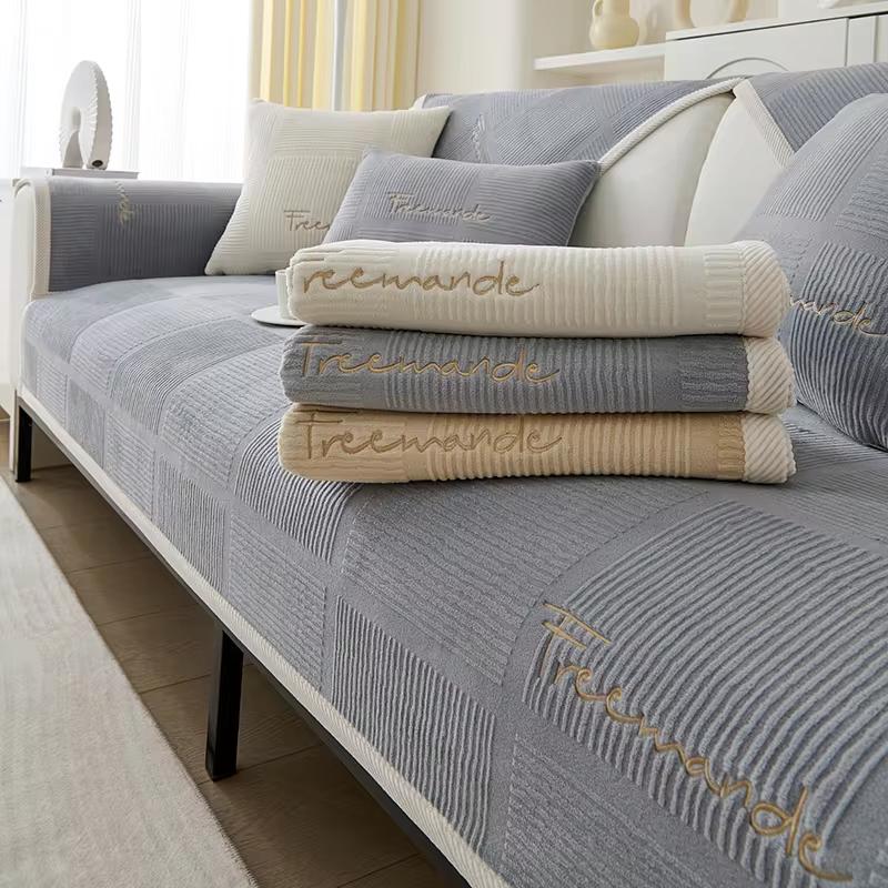 Thicken Plush Sofa Cushion Mat Non Slip Modern Simplicity Sofa Towel Home Couch Winter Milk Plush Sofa Cover For Living Room