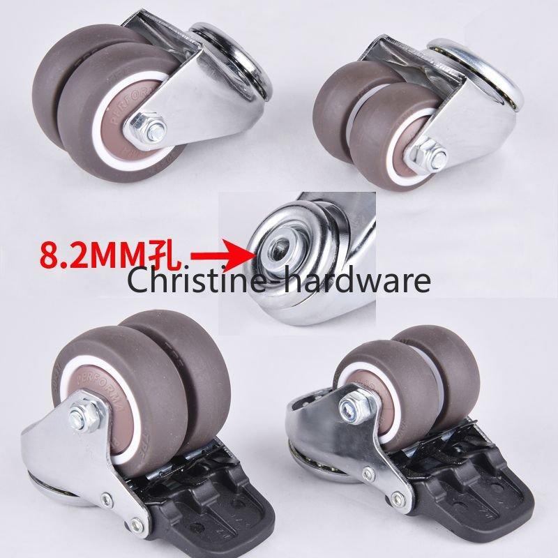 4Pcs/Set 2” Heavy Duty Swivel Stem Rubber Caster Wheels M12 X 25mm Locking Casters Replacement Casters for Furniture