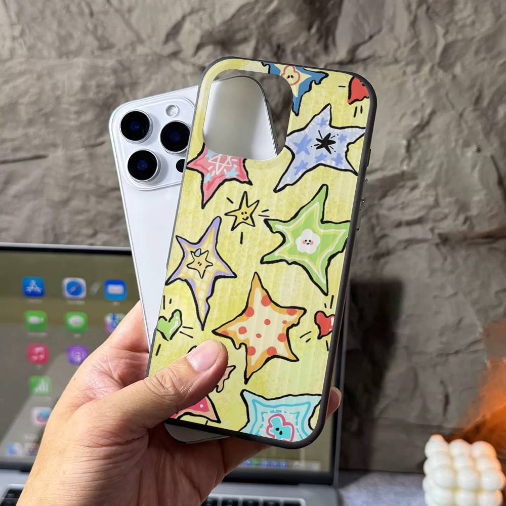 Cartoon-Stern-Handyhülle für iPhone 16 15 17 Pro 11 12 13 14 Pro Max Plus Weiche Wellen-Silikon-Schutzhülle