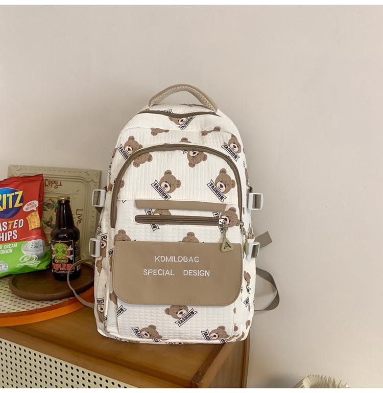 Bear Print Student Schoolbag Girl Backpack Students Third To Sixth Grade Backpack