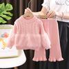 Set Maglione e Pantaloni Lavorati a Maglia per Bambina, Morbido, Colore Unito, Caldo, Inverno, Autunno