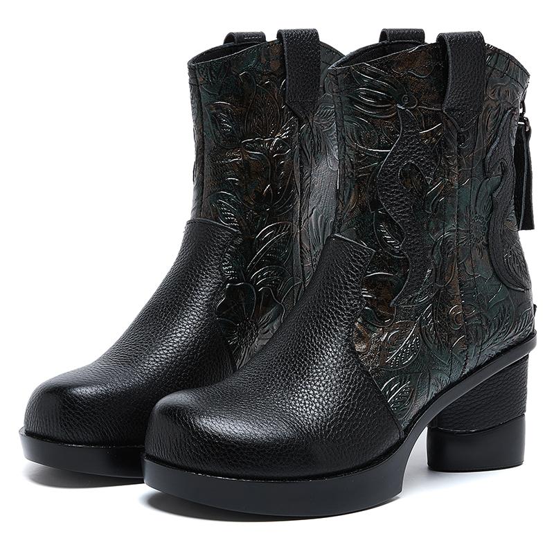 

Модные мягкие ботинки до середины икры из натуральной кожи, зимне-осенние, на высоком каблуке, на платформе, в британском стиле, женские новые массивные мотоботы 40