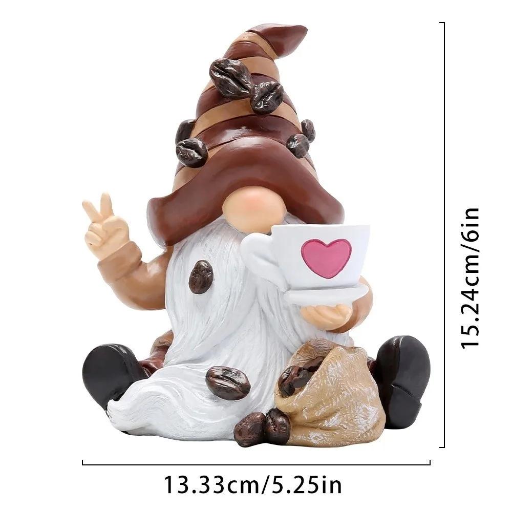 1/3PCS Gifts Handmade Coffee Gnome Resin Coffee Theme Dwarf with Coffee Cup Christmas Ornament Dwarf Figurine