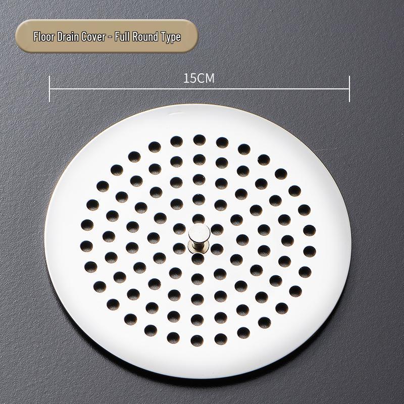 Stainless Steel Round Floor Drain Cover with Anti-Hair Filter and Handle for Hotel Bathrooms