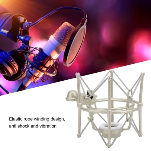 Metal Microphone Shock Mount Clip, Anti-Vibration Spider Microphone Shock Mount with Adjustable Locking Knob, for Music Studio, Gaming, Live Recording