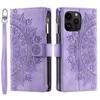 Luxury Zipper Wallet Case for iPhone 14 15 16 17 Pro Max Air 16E 13 12 11 Pro XR XS 7 8 SE Embossed Leather Card Slot Phone Bag