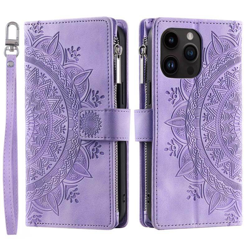 Luxury Zipper Wallet Case for iPhone 14 15 16 17 Pro Max Air 16E 13 12 11 Pro XR XS 7 8 SE Embossed Leather Card Slot Phone Bag