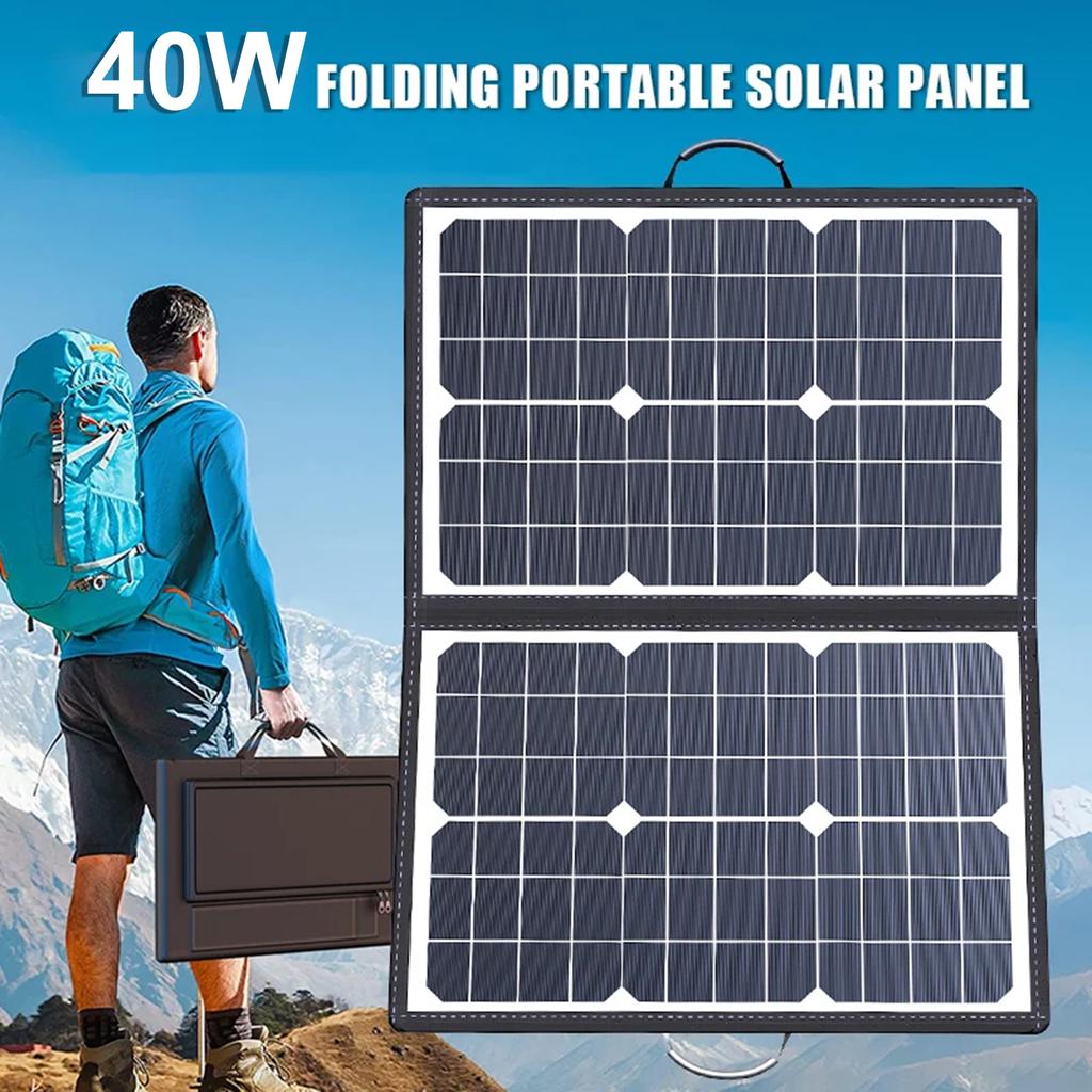 40W Solar Panel Outdoor Power Storage for Cell Phones Foldable IP67 Waterproof Rating With Carrying Handle and Support Bracket