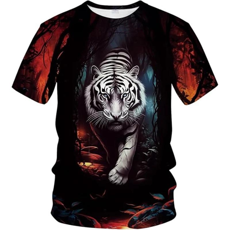 Cool Cat Pattern T-Shirt For Men Funny Animal 3D Printed Tees Summer Casual Short Sleeve Round Neck Tops Loose Street T Shirts