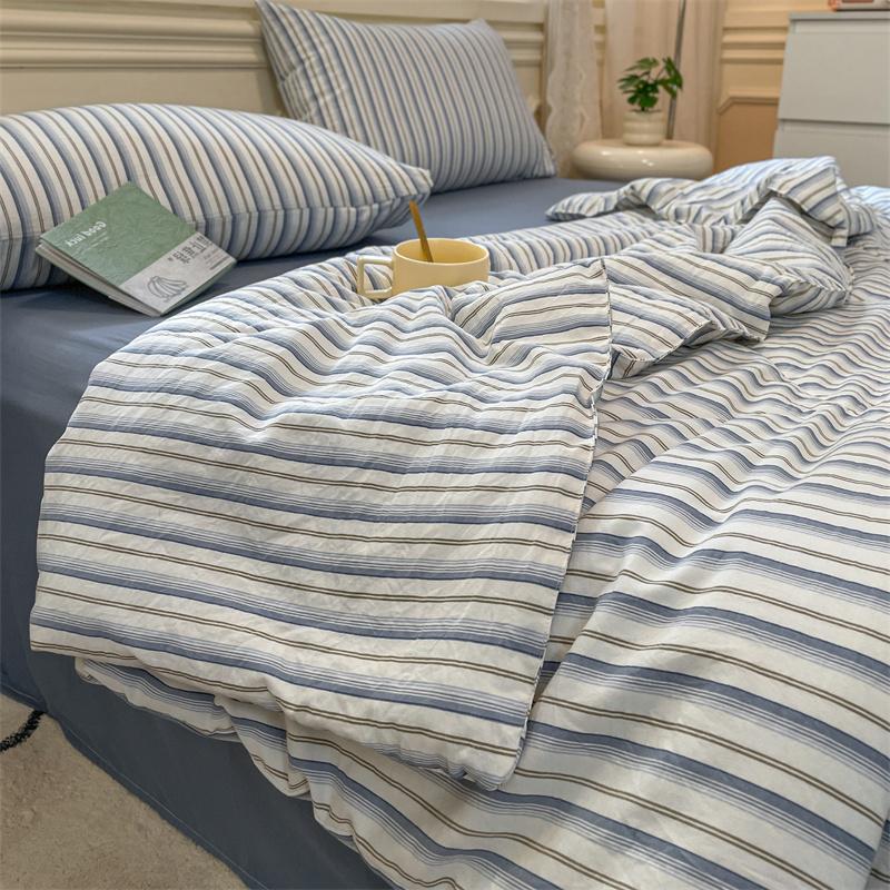 

Japanese-washed Cotton Summer Quilt Suitable For Bedroom Apartment Simple And Fashionable Style Single Double 150/180/200cm 150x200cm синій