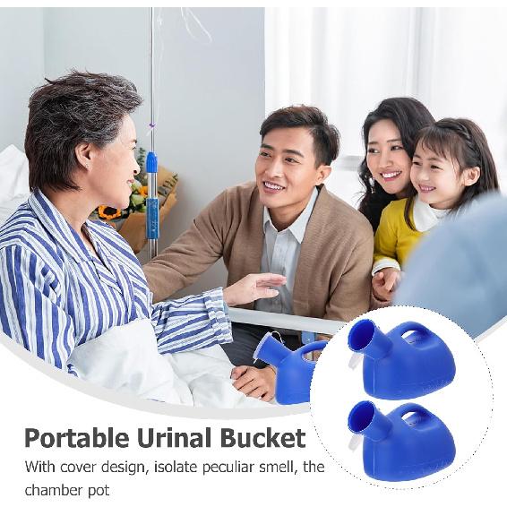 Urinal Bottle for Men – 2000mL Pack of 2 – Spill Proof Men’s Urinal with Odor- Shield Lid- Portable Plastic Pee Bottle Container for Car,