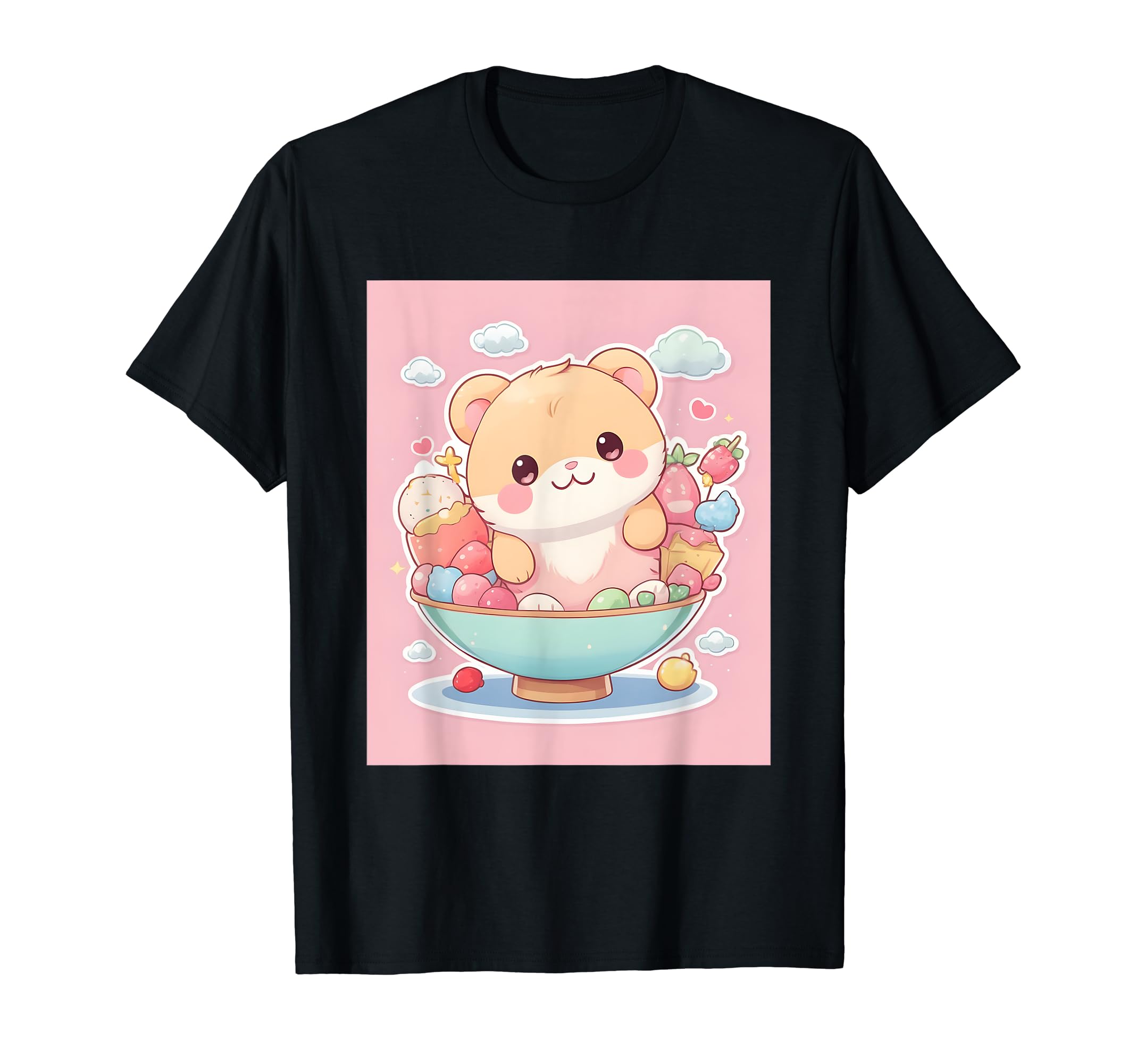 

вещи печатные Kawaii, пастель, милый, просо, японский, футболка чёрный