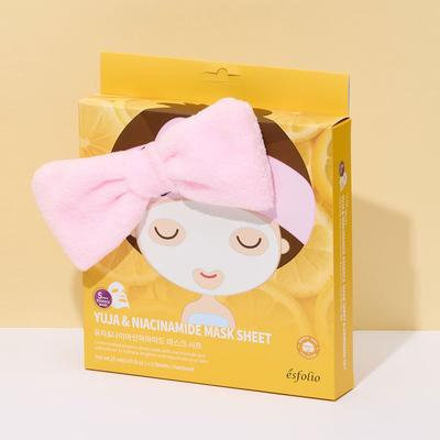 ESFOFIO Yuzu & Niacinamid Maskenpackung 5 Stück + Stirnband-Set