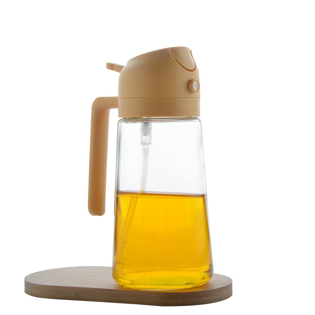 LMETJMA 470ML 2 In 1 Olive Oil Dispenser Oil Sprayer Glass Olive Oil Dispenser Bottle with Pourer Oil Bottle for Salad BBQ JT320