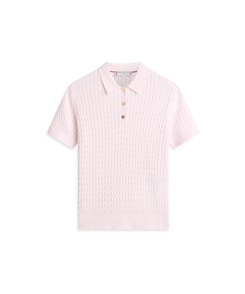 TOMMY HILFIGER Cotton Cable Polo Sweater (T22G1Kto061Wt2Tog)