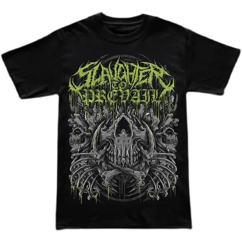 Slaughter to Prevail Band Grafik Vintage Unisex T-Shirt Unisex Rundhalsausschnitt 100% Baumwolle Kurzarm Y2k Oversized Mode Beliebtes T-Shirt