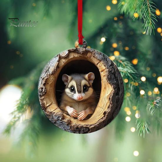 Christmas Animal Ornament Cartoon Forest Animal Hanging Decoration 2D Flat Acrylic Pendant for Christmas Tree Decor