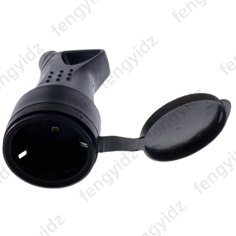 EU Rubber Waterproof Socket Plug 16A 250V IP54 Grounded European Connector With Cover For DIY Power Cable Cord