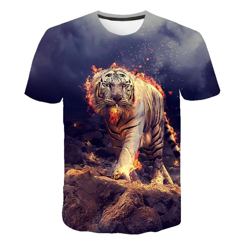 Summer Tiger 3D Print T-Shirts Streetwear Animal Men Women Fashion Oversized Short Sleeve T Shirt O-Neck Male Tees Tops Clothing