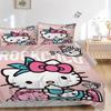 3pcs Pink Kettle With Hello Kitty Design Pattern Bedding Three-Piece Set (1 Cover + 2 Pillowcases, No Fillings),  Soft and Comfortable W072