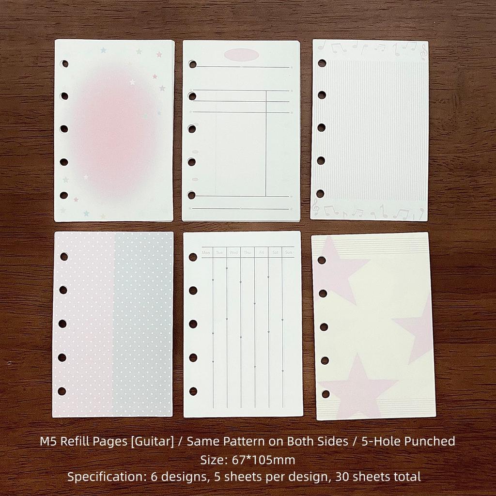 M5 Mini Binder Refill Pages Clear PP Cover Photo Album Portable 5-Hole Budget Planner Photocard Holder with Sleeves for School