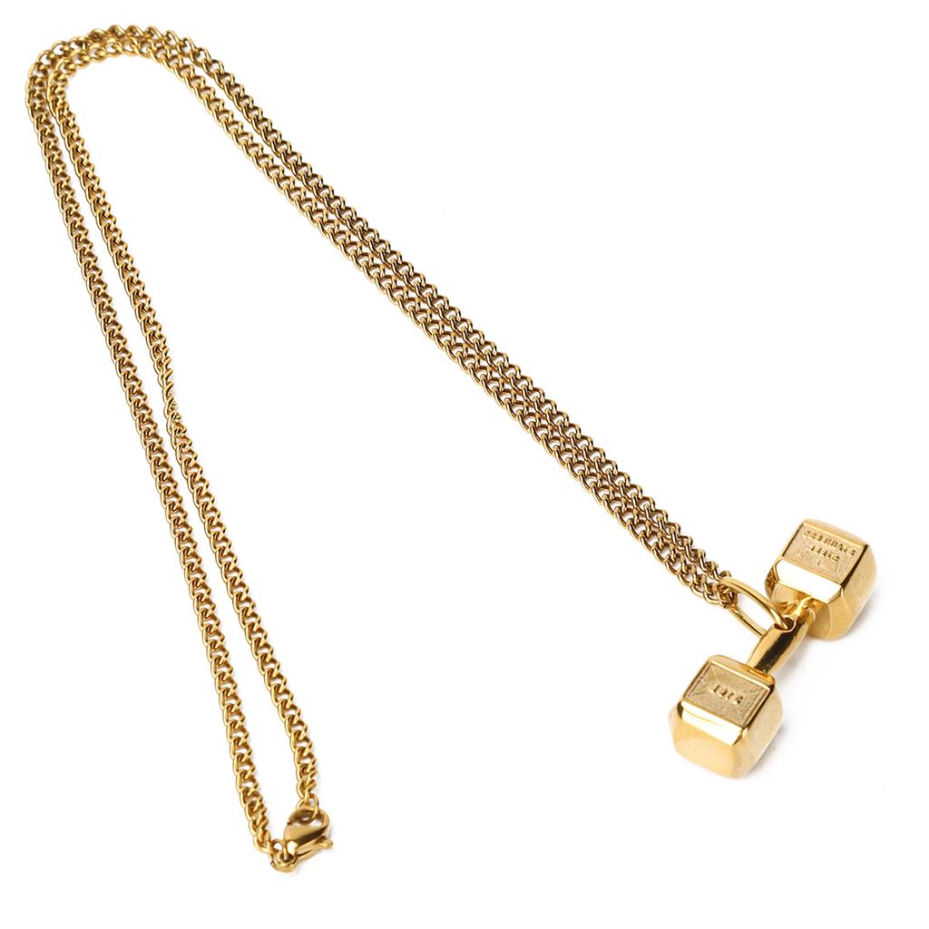 Dumbbell Pendant Necklace Unisex Fashionable Jewelry Necklace Gift Clothes AccessoryGold