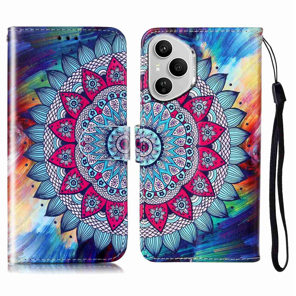 Für Honor 400 Pro 5G (Global) Hülle Muster Leder Brieftasche Handyhülle mit Riemen